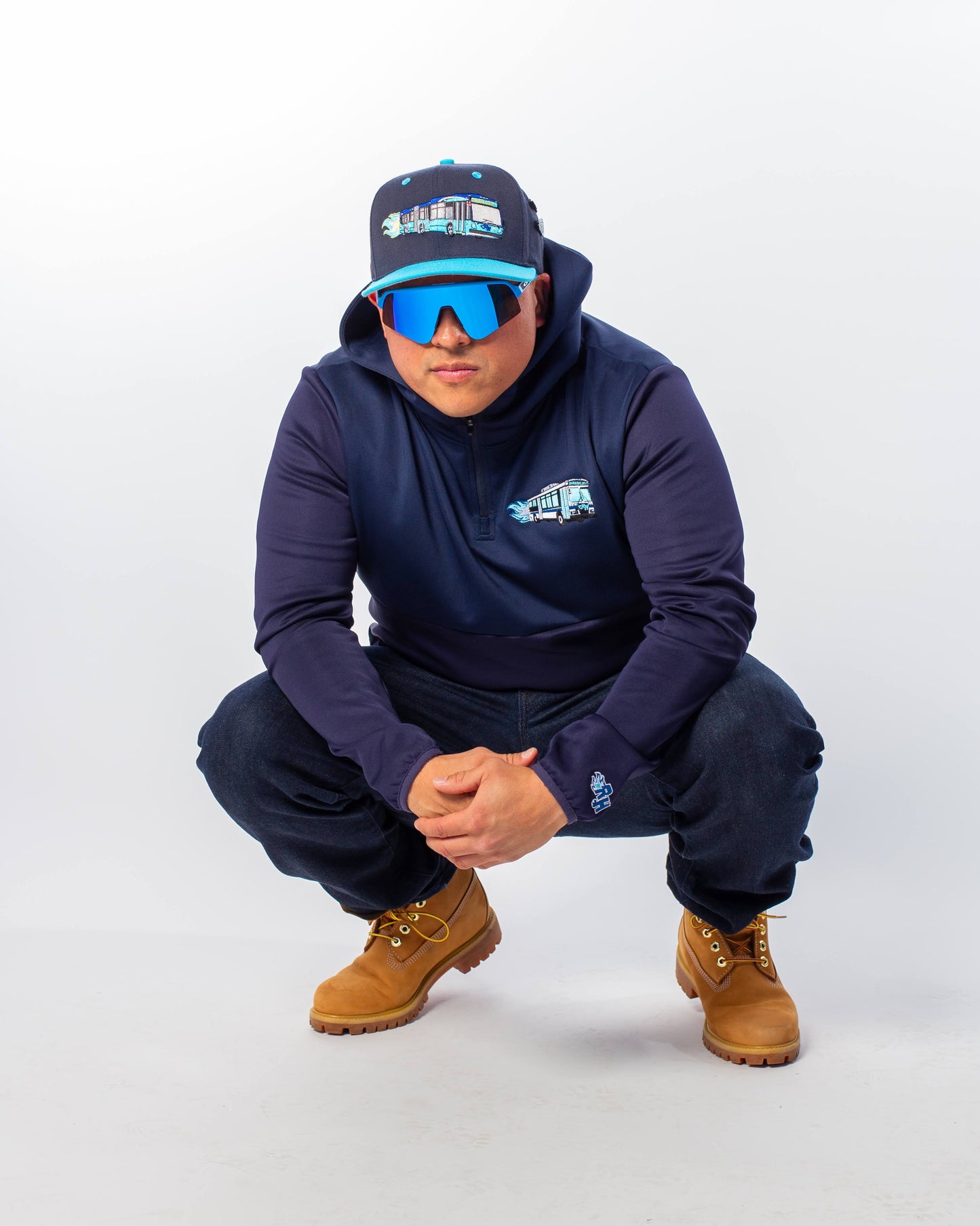 The "BLUE OG" Midnight Quarter Zip Hoodies
