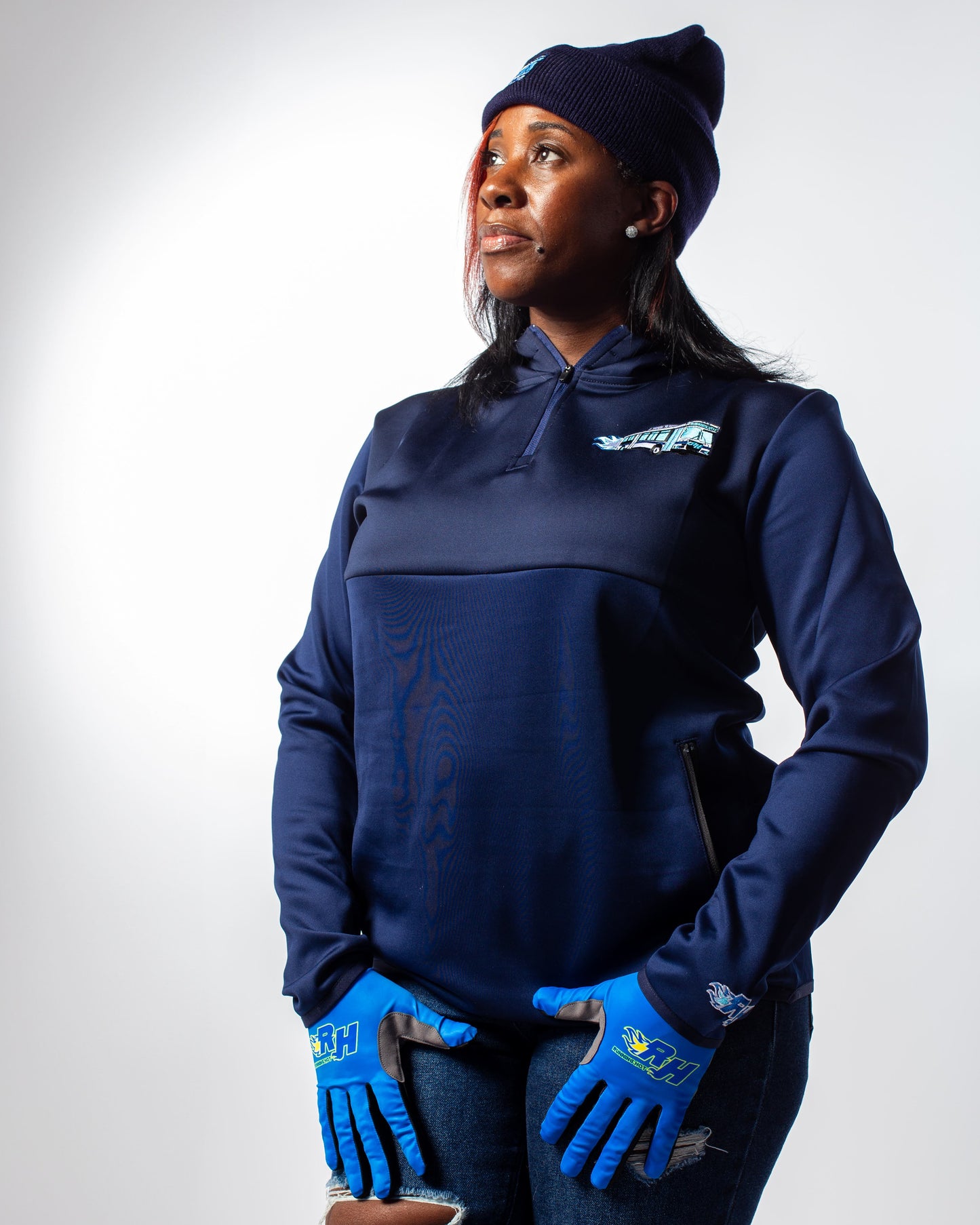 The "BLUE OG" Midnight Quarter Zip Hoodies