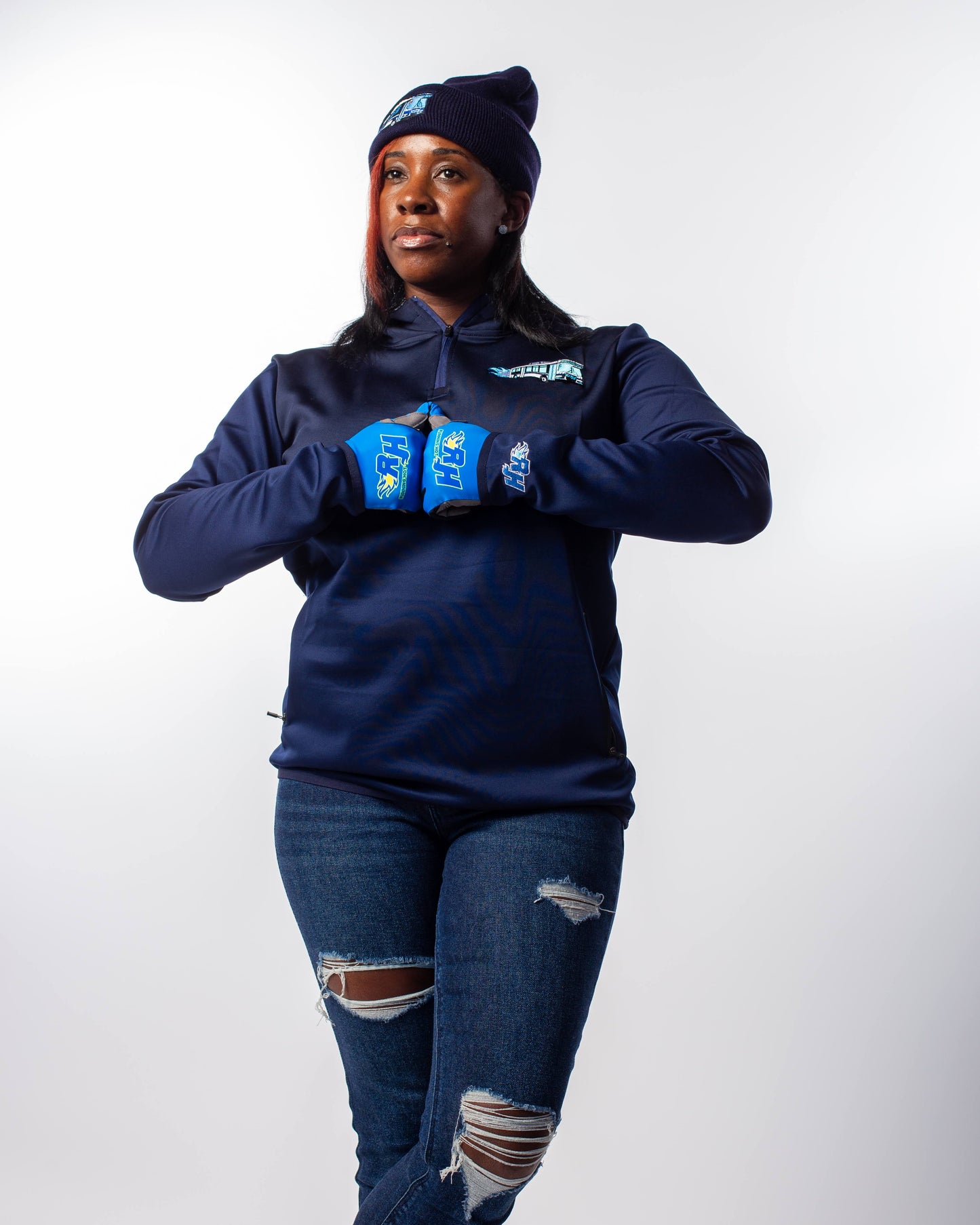 The "BLUE OG" Midnight Quarter Zip Hoodies