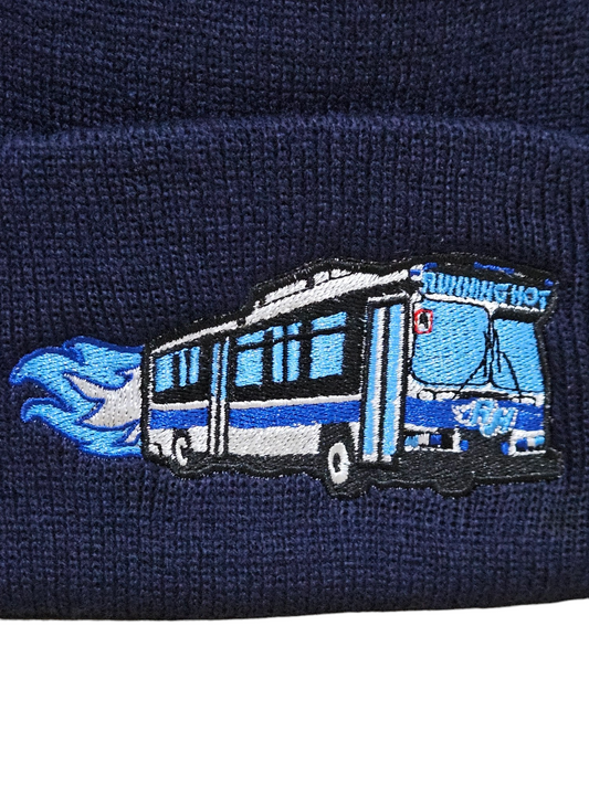 The Running Hot Blue Bus Beanie Knit Cap