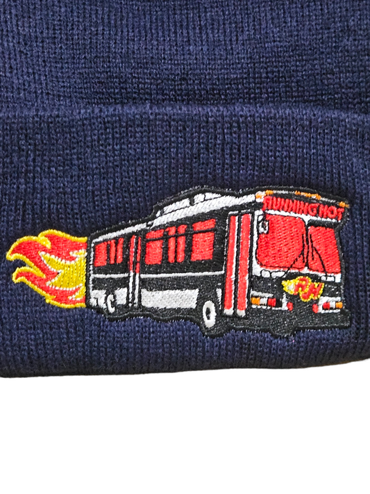 The Running Hot Red Bus Beanie Knit Cap