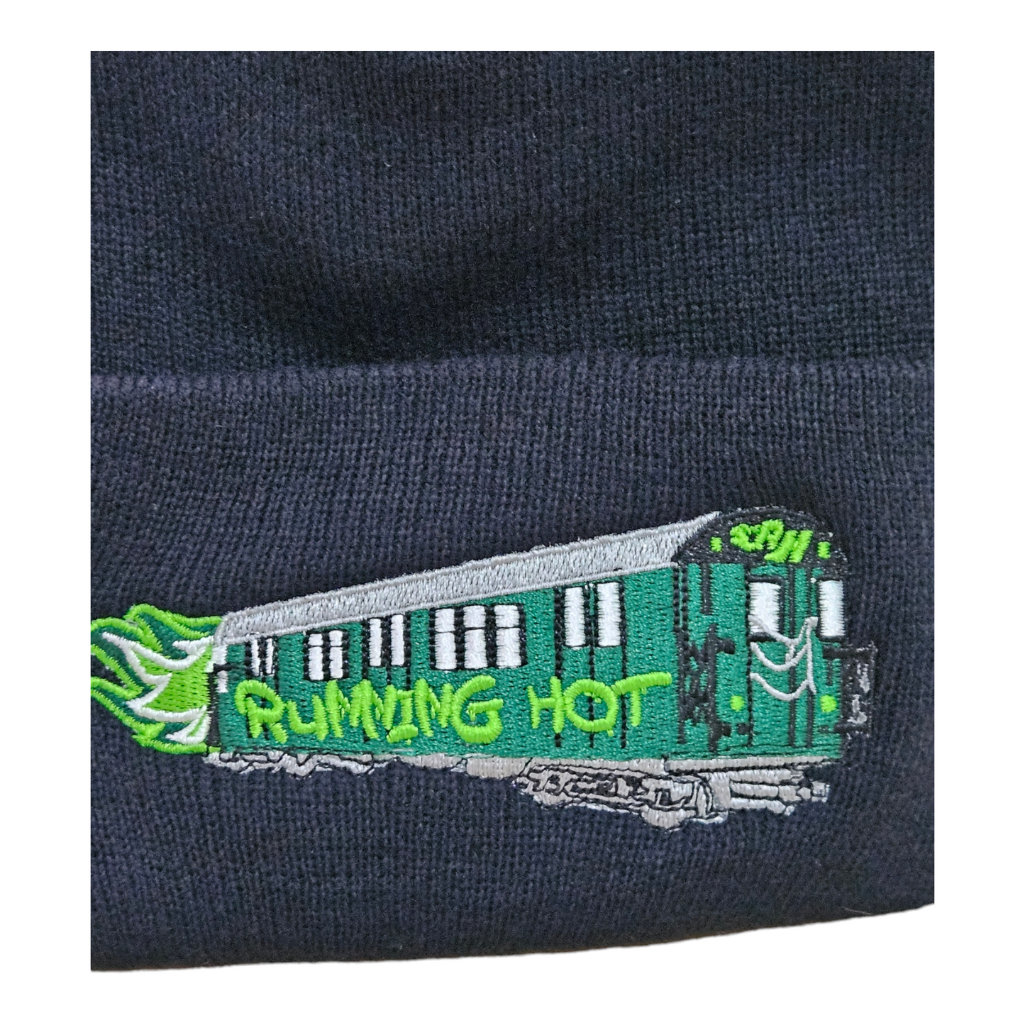 The Running Hot "Green Hornet" Train Beanie Knit Cap