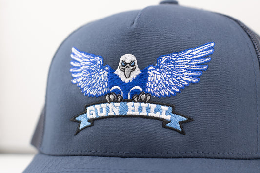 The Gun Hill Blue Eagle Retro 5 Panel Trucker Cap