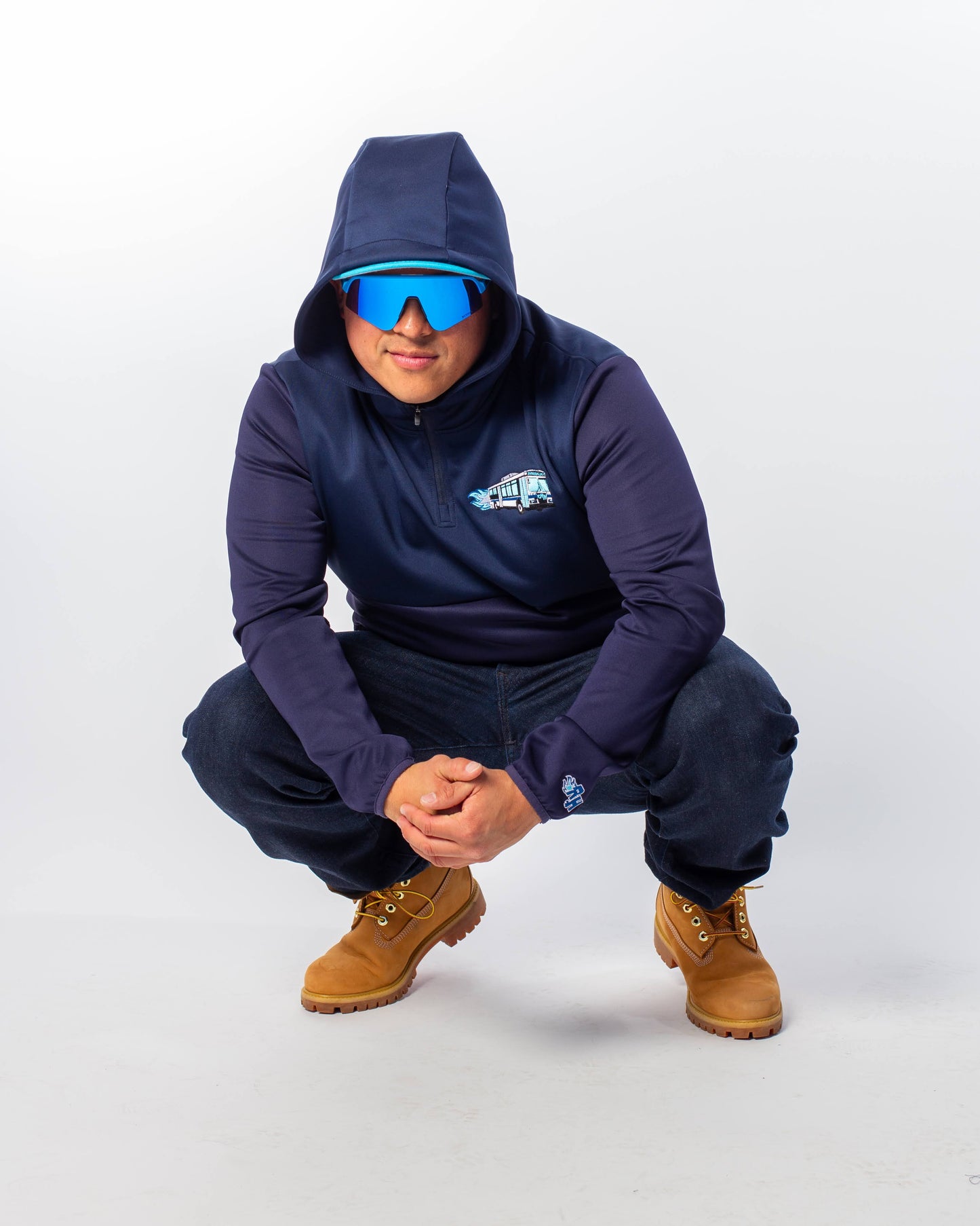 The "BLUE OG" Midnight Quarter Zip Hoodies