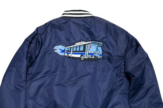 The Running Hot "Blue OG" Dark Navy Blue Varsity Bomber Jacket