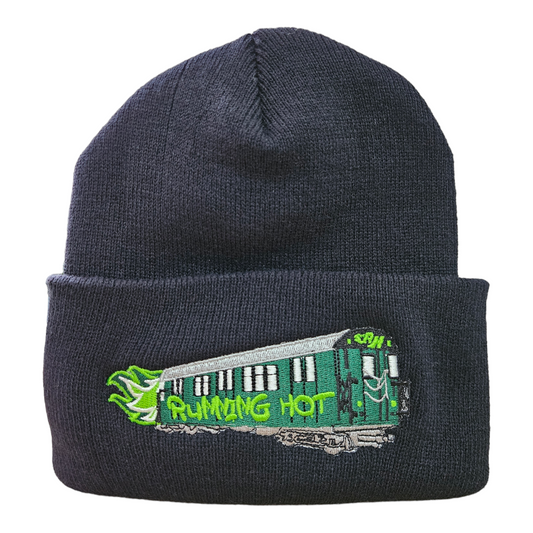 The Running Hot "Green Hornet" Train Beanie Knit Cap